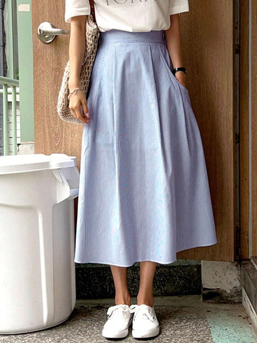 DAZY Women's Casual Striped A-Line Skirt, Summer