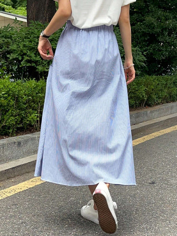 DAZY Women's Casual Striped A-Line Skirt, Summer