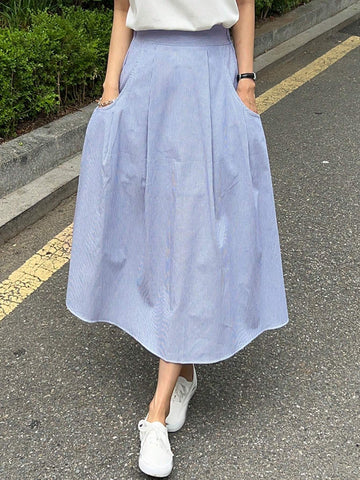 DAZY Women's Casual Striped A-Line Skirt, Summer