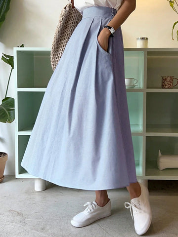 DAZY Women's Casual Striped A-Line Skirt, Summer