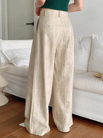 DAZY Women's Casual Wide Leg Pleated Straight Trousers