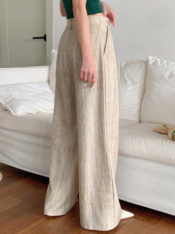 DAZY Women's Casual Wide Leg Pleated Straight Trousers