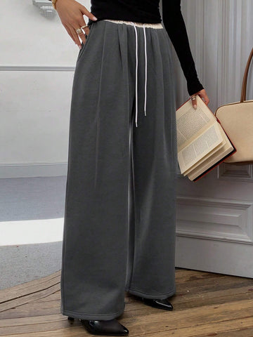 DAZY Women's Color Block Drawstring Waist Sweatpants