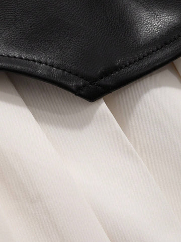 DAZY Women's Colorblock Pleated Skirt With Ruffles Hem