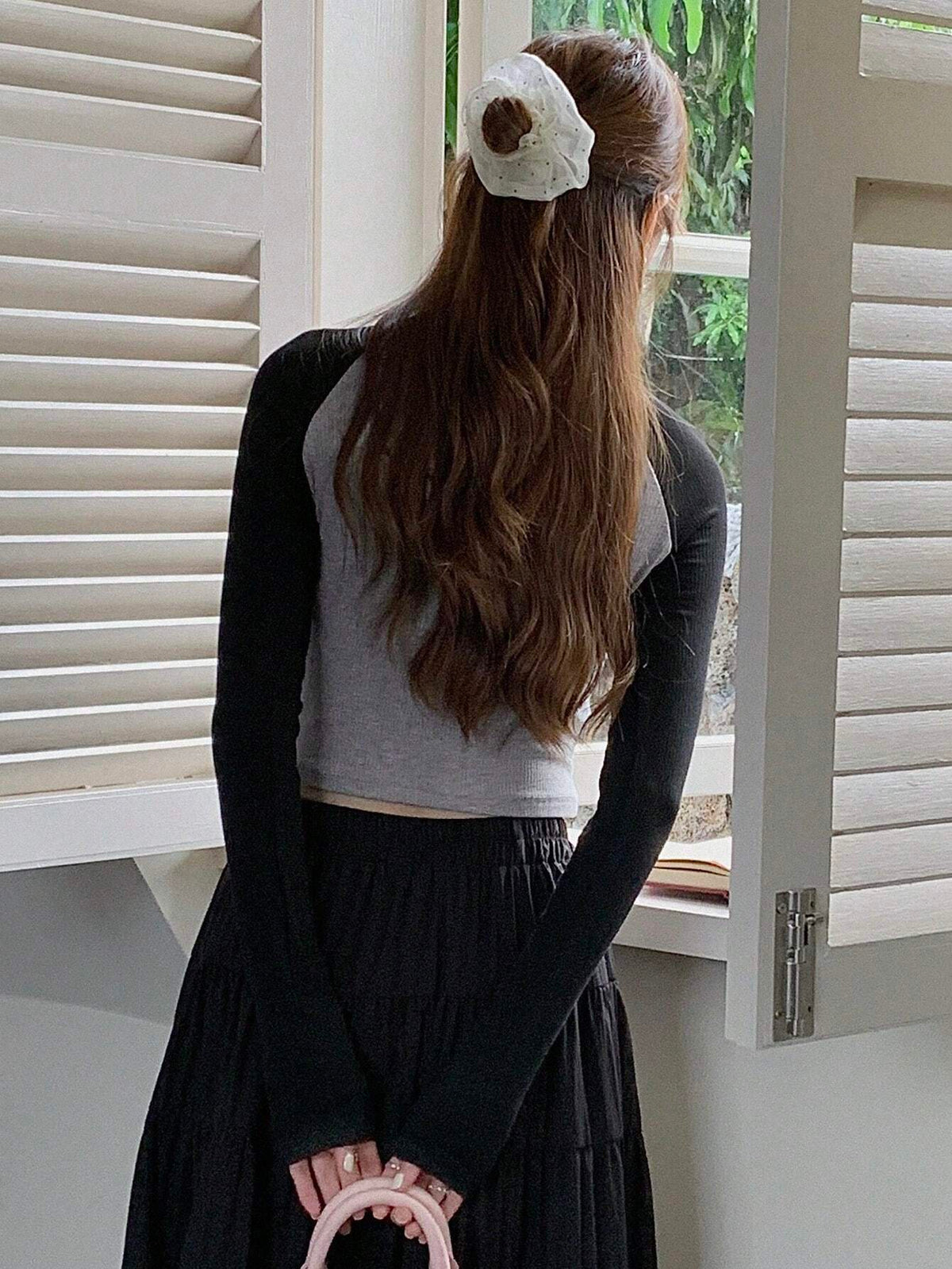 Women's Contrast Color Letter Printed Fleece T-Shirt, Thermal