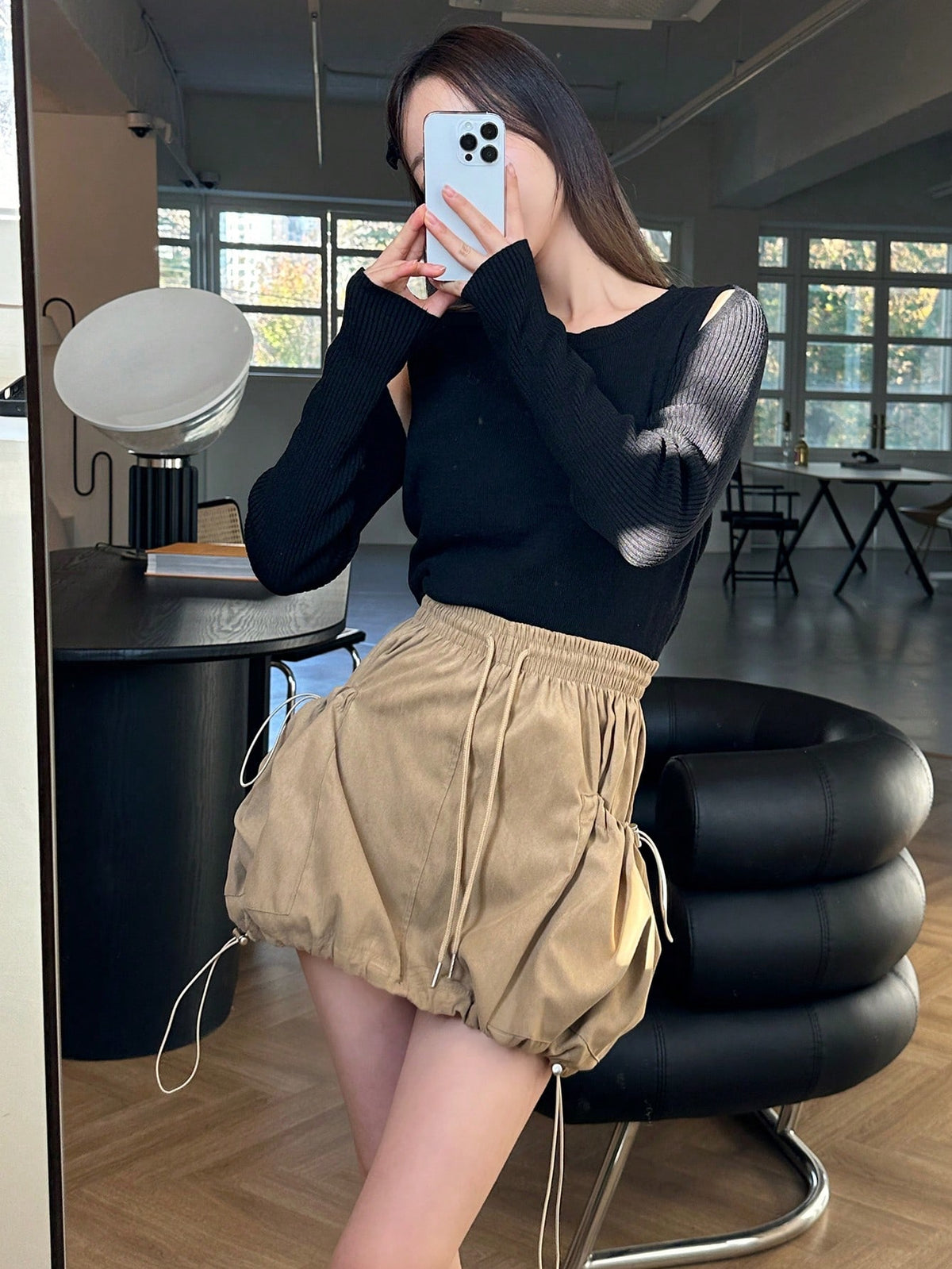 DAZY Women's Drawstring Detail Utility Skirt