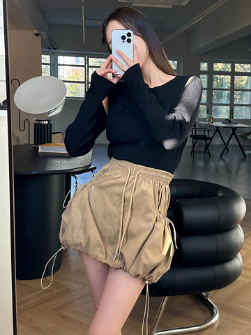 DAZY Women's Drawstring Detail Utility Skirt