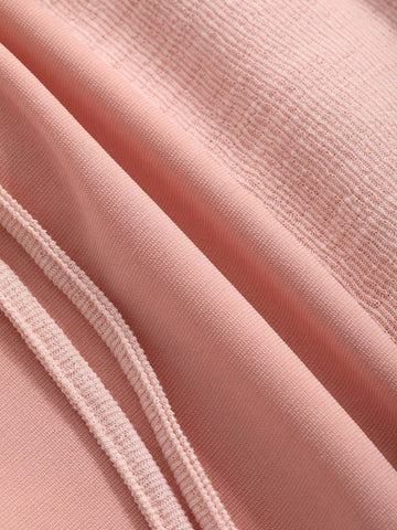 DAZY Women's Drawstring Plunging Neckline Blouse And Slip Dress 2 Pieces Set