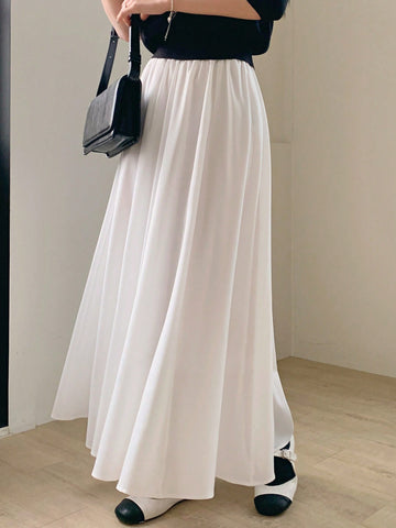 DAZY Women's Elastic Waist Pleated Skirt