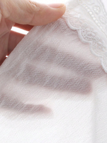 DAZY Women's Elegant Stand Collar Puff Sleeve White Blouse