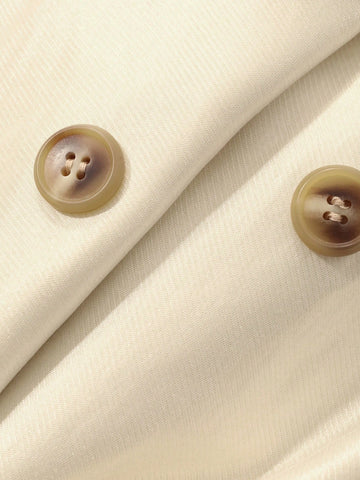 DAZY Women's Fall Solid Color Lapel Collar Long Sleeve Double Breasted Casual Windbreaker Dress