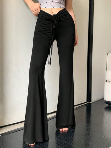 DAZY Women's Fashion Solid Color Flared Pants