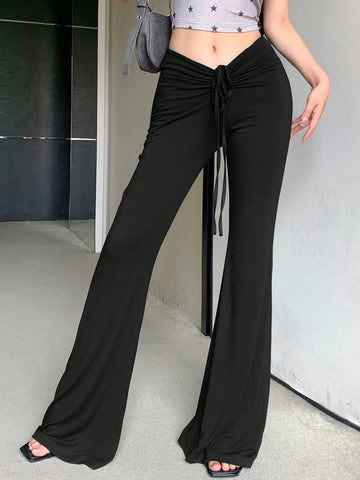 DAZY Women's Fashion Solid Color Flared Pants