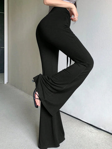 DAZY Women's Fashion Solid Color Flared Pants