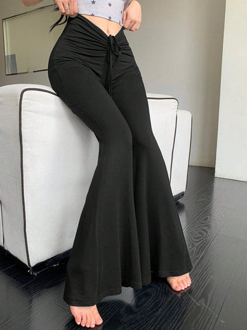 DAZY Women's Fashion Solid Color Flared Pants