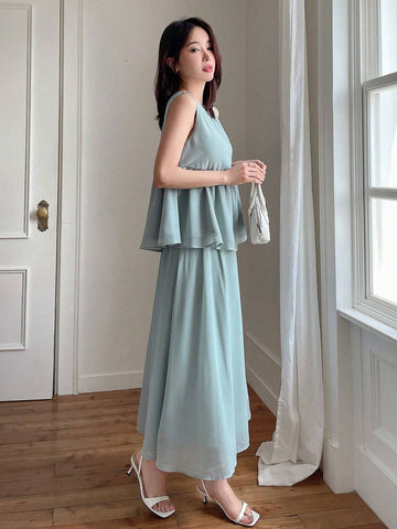 DAZY Women's Fashionable Patchwork Top And Skirt Set