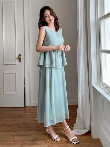 DAZY Women's Fashionable Patchwork Top And Skirt Set