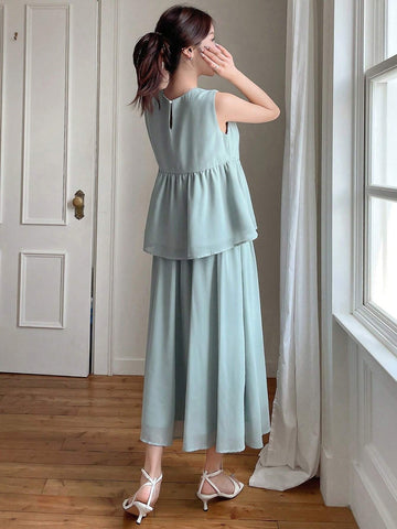 DAZY Women's Fashionable Patchwork Top And Skirt Set