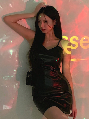 DAZY Women's Fashionable Solid Color Sling Mini Dress