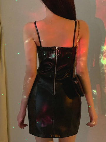 DAZY Women's Fashionable Solid Color Sling Mini Dress