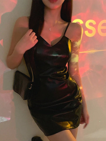 DAZY Women's Fashionable Solid Color Sling Mini Dress