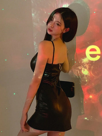 DAZY Women's Fashionable Solid Color Sling Mini Dress