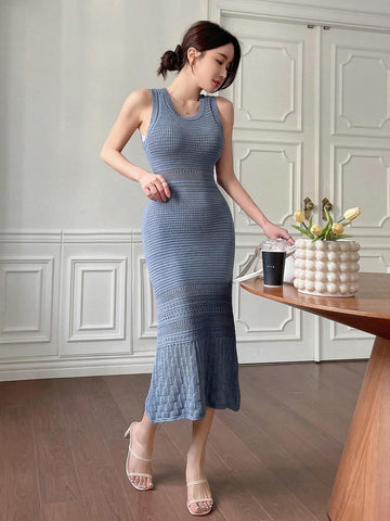 DAZY Women's Fashionable Summer Gentle Wind Hollow Out Waist Cinched Sleeveless Cami Dress
