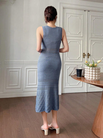 DAZY Women's Fashionable Summer Gentle Wind Hollow Out Waist Cinched Sleeveless Cami Dress