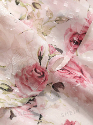 DAZY Women's Floral Print Ruffle Hem Midi Skirt