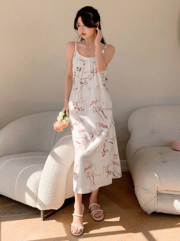 DAZY Women's Floral Printed Pleated Cami Dress, Suitable For Summer