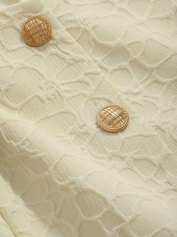 DAZY Women's Front Button Square Neck Plain Short Sleeve Elegant Shirt