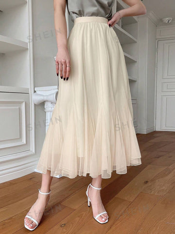 DAZY Women's High Waisted Mesh Skirt