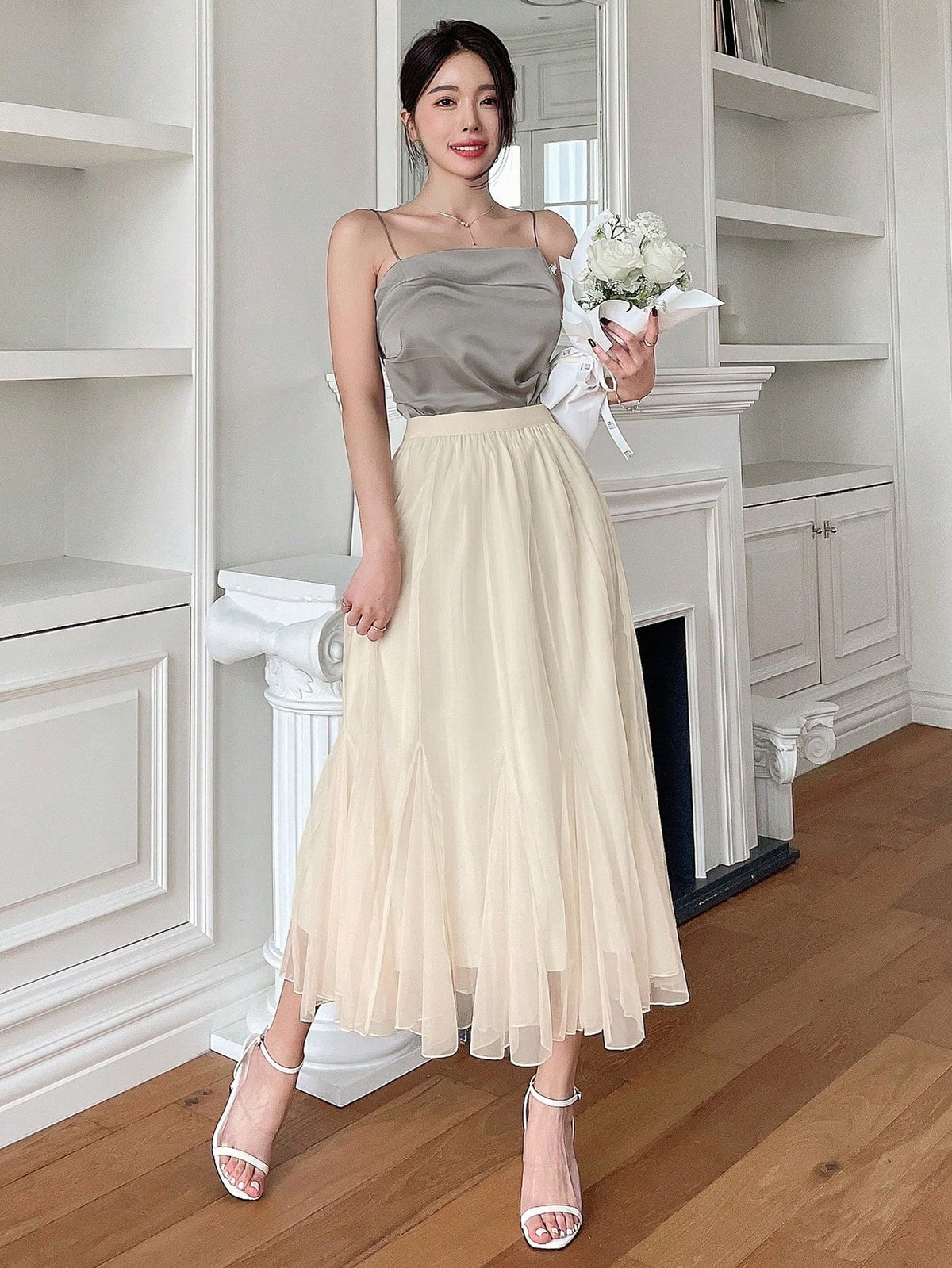 DAZY Women's High Waisted Mesh Skirt