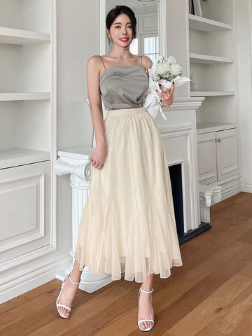 DAZY Women's High Waisted Mesh Skirt