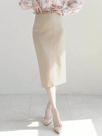 DAZY Women's Knee Length Mid-Rise Workwear Skirt