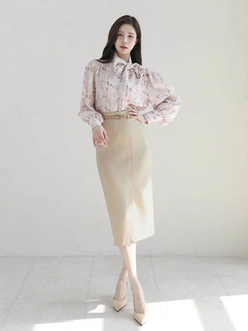 DAZY Women's Knee Length Mid-Rise Workwear Skirt