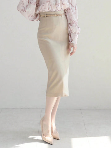 DAZY Women's Knee Length Mid-Rise Workwear Skirt