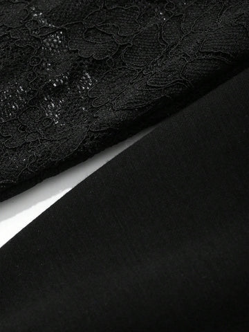 DAZY Women's Lace Patchwork Mini Bodycon Dress