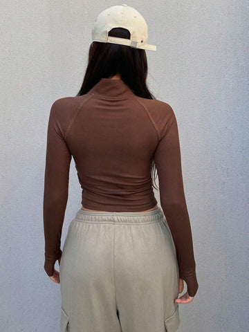 Women's Letter Patched Raglan Long Sleeve T-Shirt