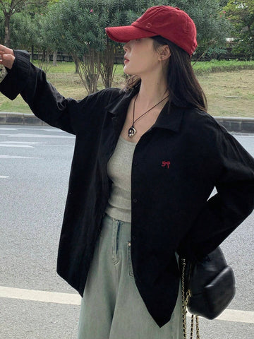 DAZY Women's Long Sleeve Bow Tie Puff Sleeve Blouse