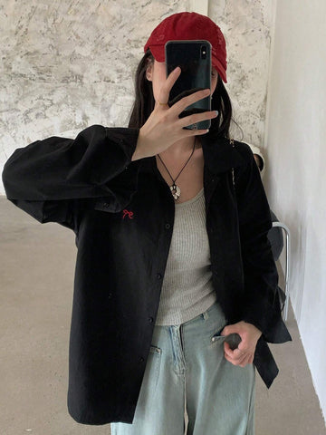 DAZY Women's Long Sleeve Bow Tie Puff Sleeve Blouse