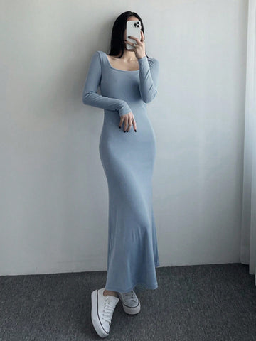 DAZY Women's Long Sleeve Slim Fit Maxi Dress
