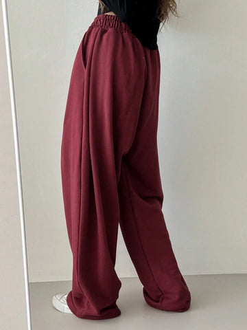 DAZY Women's Loose Elastic Waistband Street Style Sweatpants With Tie