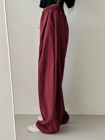 DAZY Women's Loose Elastic Waistband Street Style Sweatpants With Tie