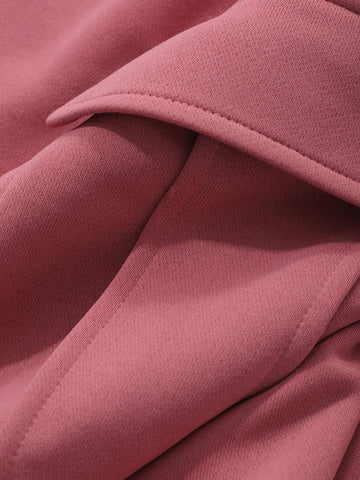 DAZY Women's Loose Solid Color Wide Leg Pants With Pockets & Elastic Waist