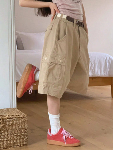 DAZY Women's Low Waist Casual Cargo Pocket Cropped Shorts