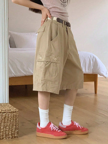 DAZY Women's Low Waist Casual Cargo Pocket Cropped Shorts