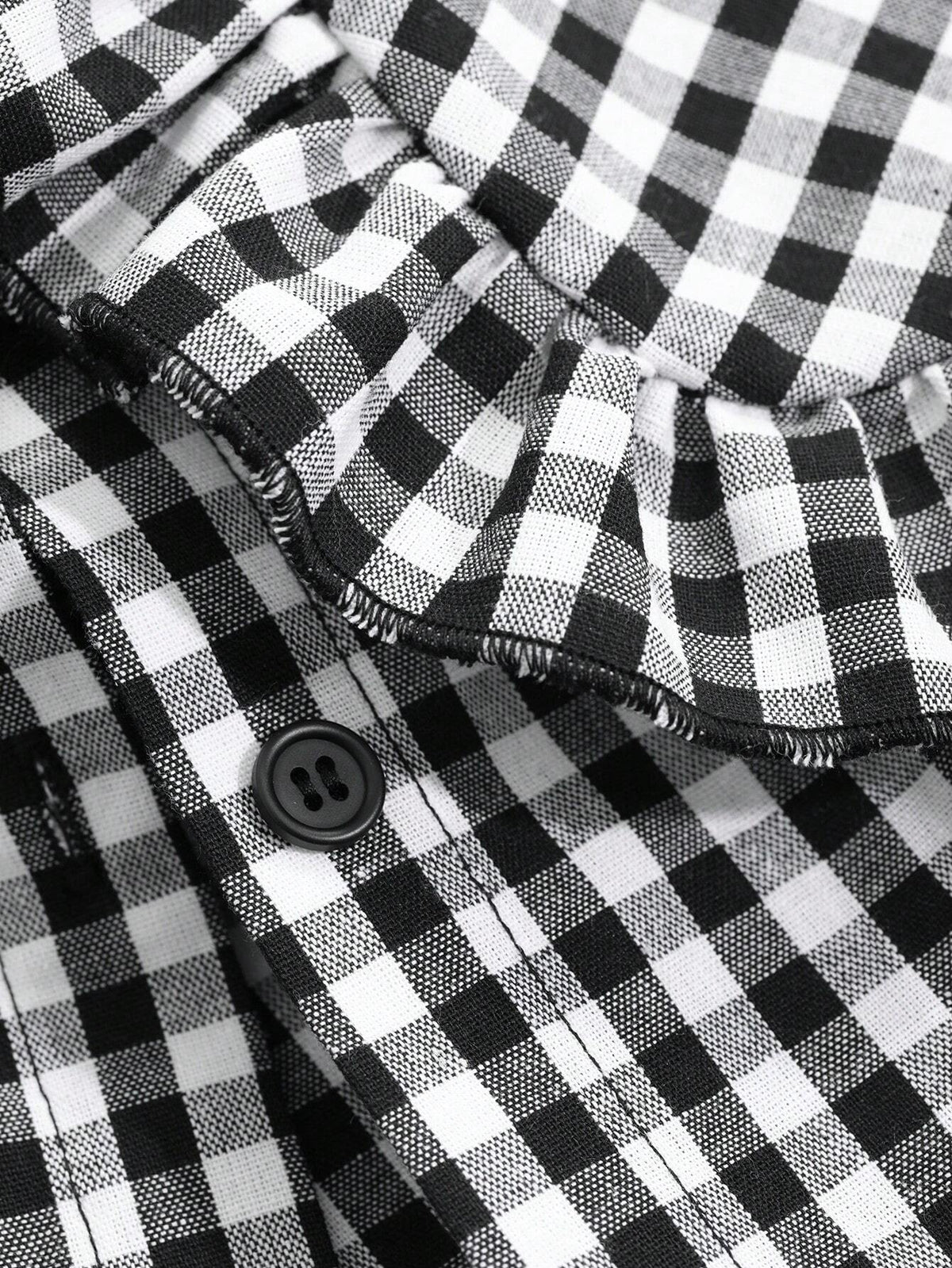 DAZY Women's Peter Pan Collar Ruffle Plaid Loose Shirt