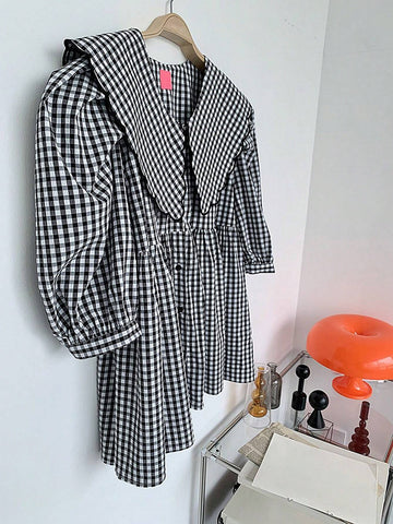 DAZY Women's Plaid Doll Collar Simple Daily Shirt