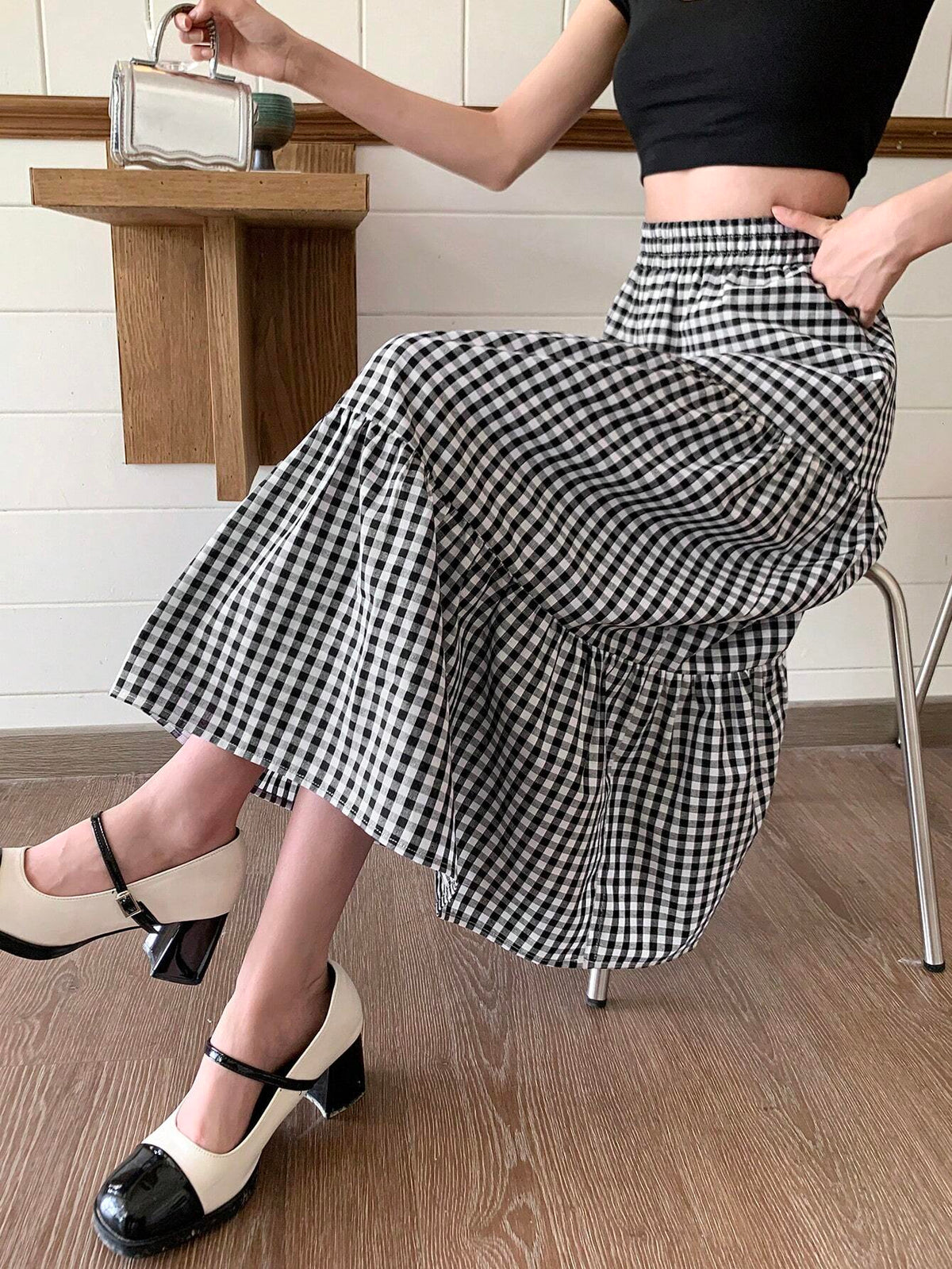 DAZY Women's Plaid Long Skirt